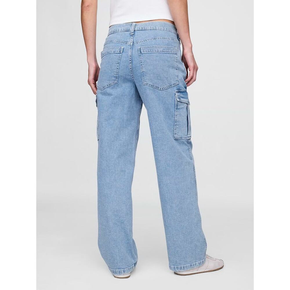 NWT Gap Size 28 Mid Rise '90s Loose Cargo Utility Baggy Denim Light Blue Jeans - Picture 3 of 7